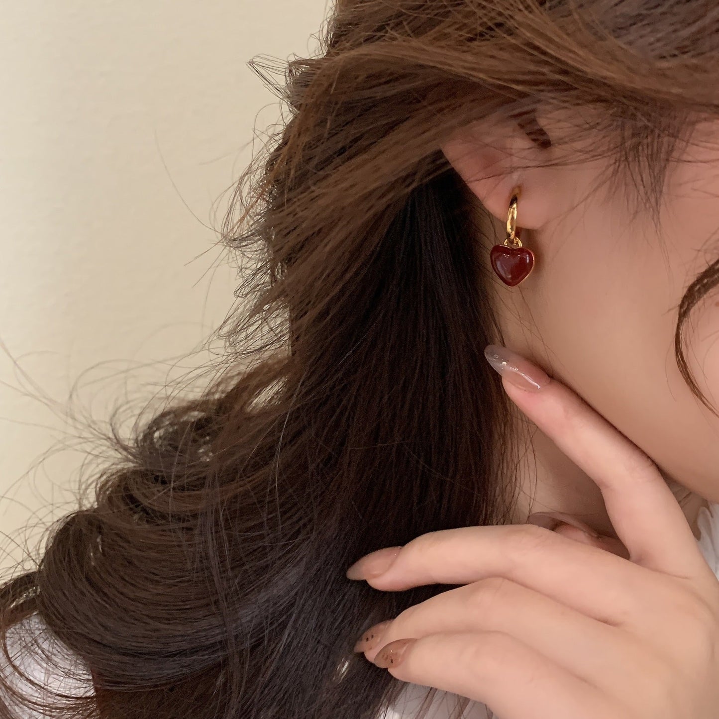 🔥🔥🔥Boucles d'oreilles coeur rouge goutte glaçure-BT005