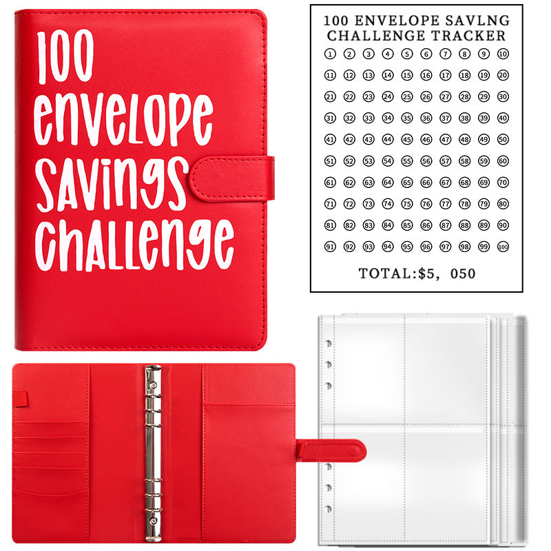 100 Enveloppes de Challenge d'Économie, 1 Reliure de Défi de Budget, Livre de Défi d'Économie, Cahier de Notes de Défi d'Économie, Organisateur d'Argent, Livre de Planification de Budget pour la Budgétisation