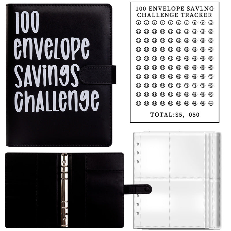 100 Enveloppes de Challenge d'Économie, 1 Reliure de Défi de Budget, Livre de Défi d'Économie, Cahier de Notes de Défi d'Économie, Organisateur d'Argent, Livre de Planification de Budget pour la Budgétisation
