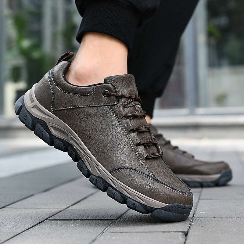 chaussures de sport imperméables en cuir déodorant et résistant à l'usure pour hommes