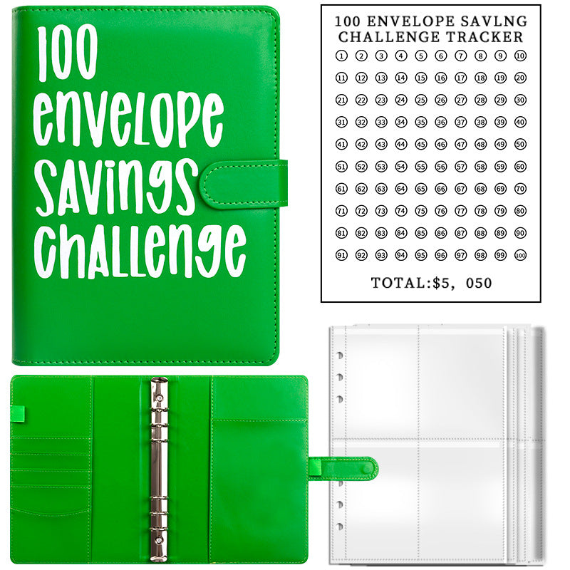 100 Enveloppes de Challenge d'Économie, 1 Reliure de Défi de Budget, Livre de Défi d'Économie, Cahier de Notes de Défi d'Économie, Organisateur d'Argent, Livre de Planification de Budget pour la Budgétisation