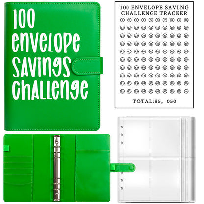 100 Enveloppes de Challenge d'Économie, 1 Reliure de Défi de Budget, Livre de Défi d'Économie, Cahier de Notes de Défi d'Économie, Organisateur d'Argent, Livre de Planification de Budget pour la Budgétisation