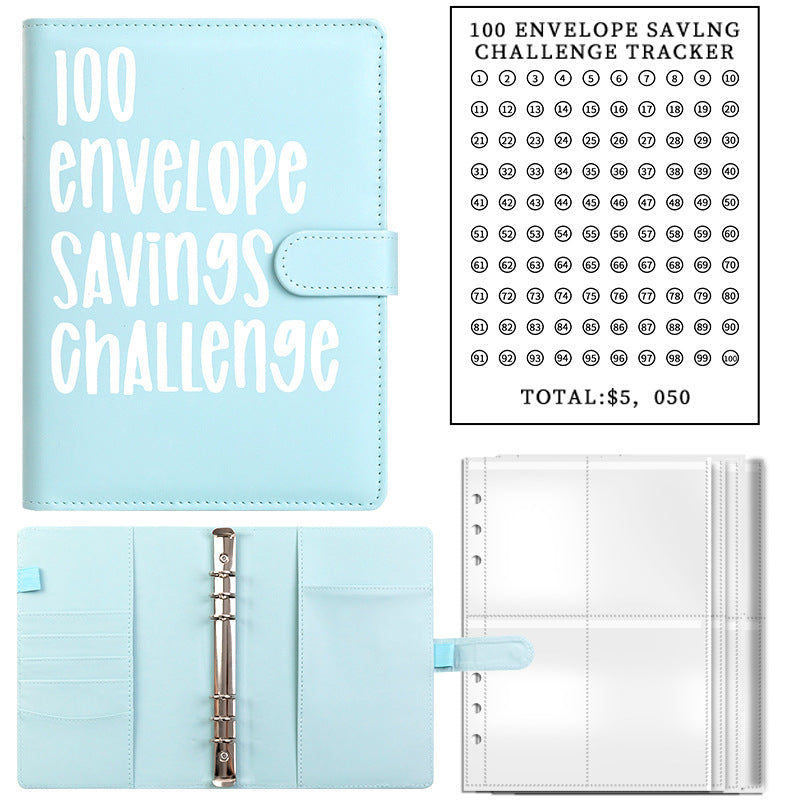 100 Enveloppes de Challenge d'Économie, 1 Reliure de Défi de Budget, Livre de Défi d'Économie, Cahier de Notes de Défi d'Économie, Organisateur d'Argent, Livre de Planification de Budget pour la Budgétisation