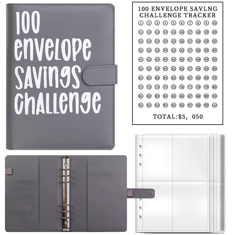 100 Enveloppes de Challenge d'Économie, 1 Reliure de Défi de Budget, Livre de Défi d'Économie, Cahier de Notes de Défi d'Économie, Organisateur d'Argent, Livre de Planification de Budget pour la Budgétisation