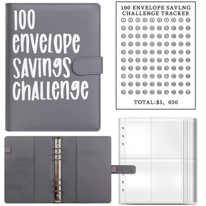 100 Enveloppes de Challenge d'Économie, 1 Reliure de Défi de Budget, Livre de Défi d'Économie, Cahier de Notes de Défi d'Économie, Organisateur d'Argent, Livre de Planification de Budget pour la Budgétisation