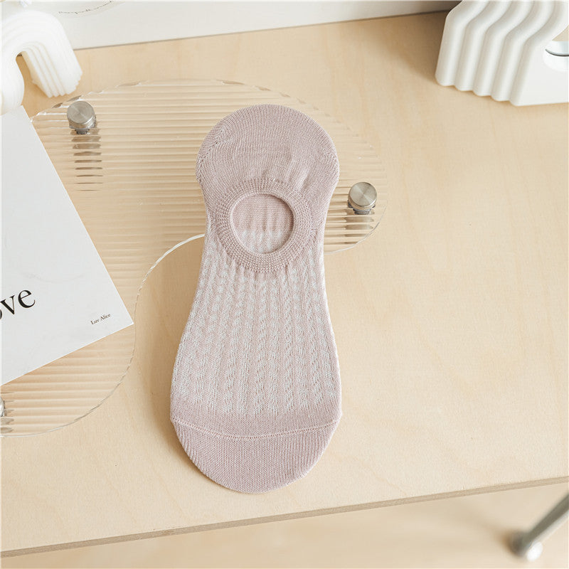 Chaussettes pour femmes SO02 : Coupe fine, embout plat, antidérapantes, ne glissent pas, respirantes, climatisées, en maille.