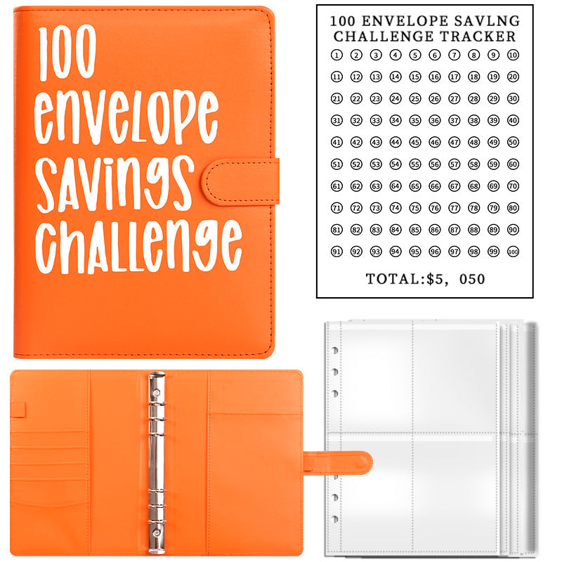 100 Enveloppes de Challenge d'Économie, 1 Reliure de Défi de Budget, Livre de Défi d'Économie, Cahier de Notes de Défi d'Économie, Organisateur d'Argent, Livre de Planification de Budget pour la Budgétisation