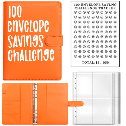 100 Enveloppes de Challenge d'Économie, 1 Reliure de Défi de Budget, Livre de Défi d'Économie, Cahier de Notes de Défi d'Économie, Organisateur d'Argent, Livre de Planification de Budget pour la Budgétisation