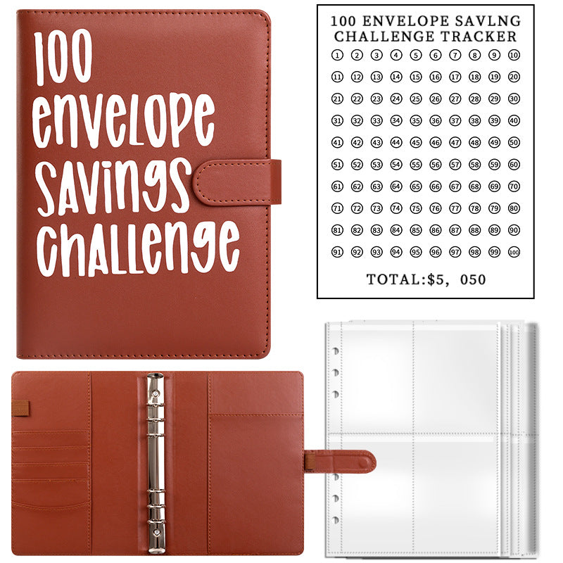 100 Enveloppes de Challenge d'Économie, 1 Reliure de Défi de Budget, Livre de Défi d'Économie, Cahier de Notes de Défi d'Économie, Organisateur d'Argent, Livre de Planification de Budget pour la Budgétisation