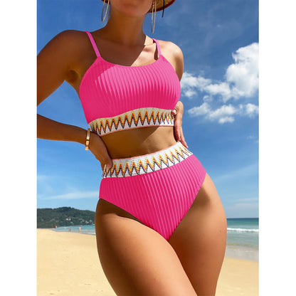 Bikini pour femmes, deux pièces, sans manches, maillot de bain européen et américain avec rembourrage pour la poitrine SW01