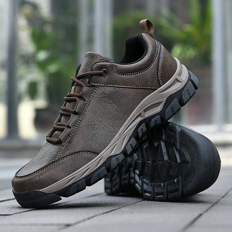 chaussures de sport imperméables en cuir déodorant et résistant à l'usure pour hommes