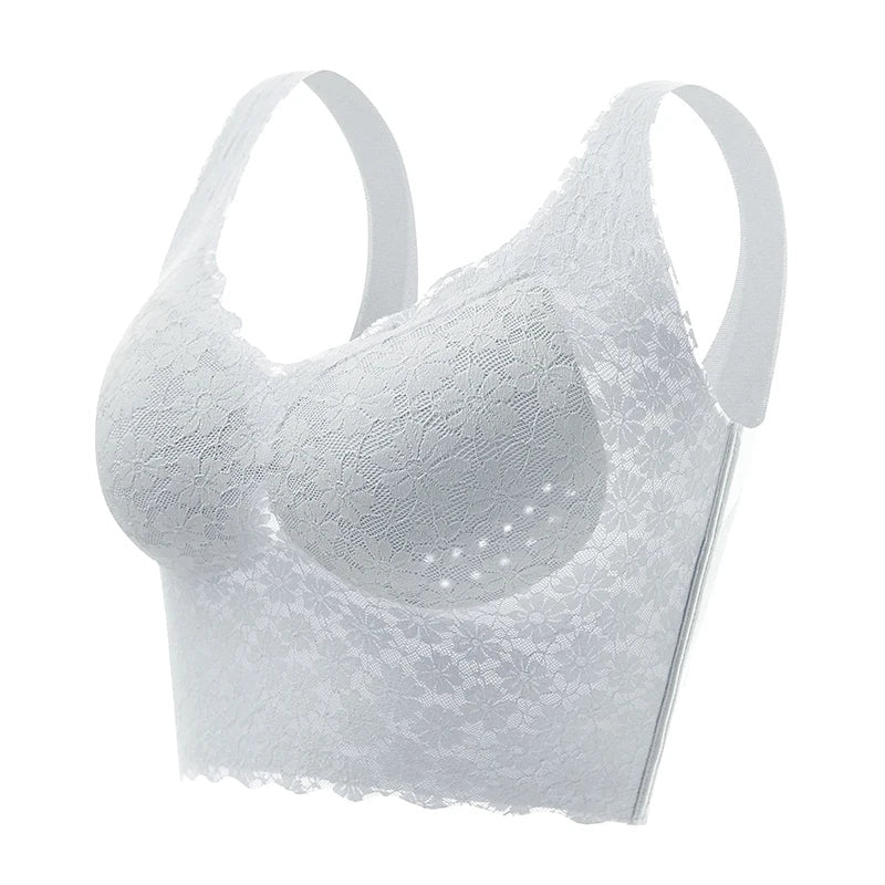 Soutien-gorge en dentelle sans couture grande taille pour femme avec coussinets respirants et amovibles-BH82
