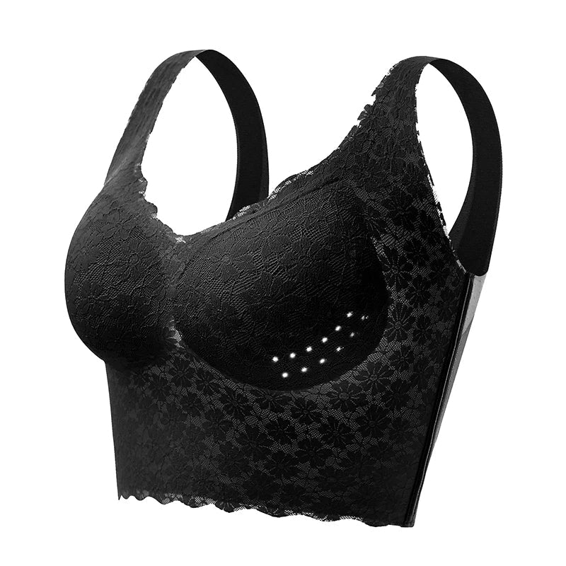 Soutien-gorge en dentelle sans couture grande taille pour femme avec coussinets respirants et amovibles-BH82
