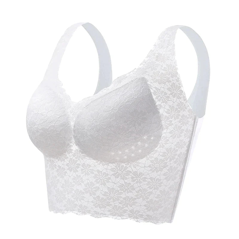 Soutien-gorge en dentelle sans couture grande taille pour femme avec coussinets respirants et amovibles-BH82