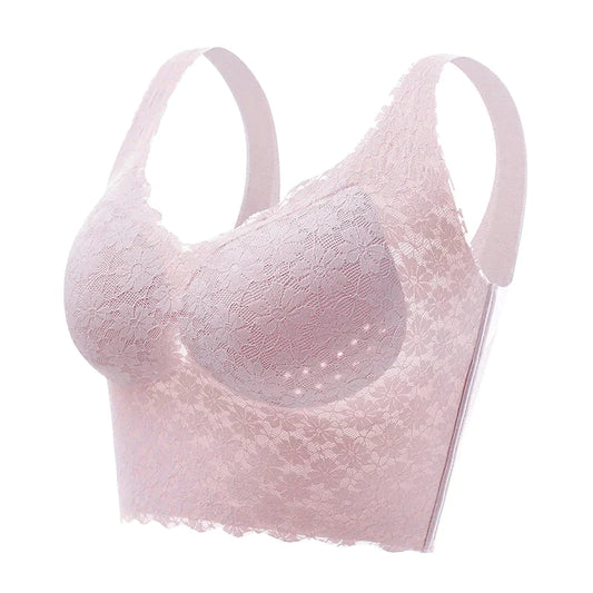 Soutien-gorge en dentelle sans couture grande taille pour femme avec coussinets respirants et amovibles-BH82