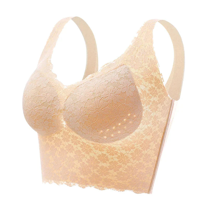 Soutien-gorge en dentelle sans couture grande taille pour femme avec coussinets respirants et amovibles-BH82