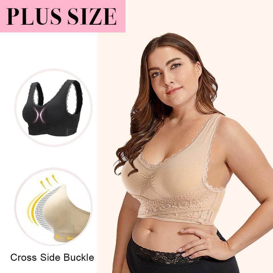 Soutien-gorge push-up sans couture avec boucle latérale croisée à l'avant - BH06