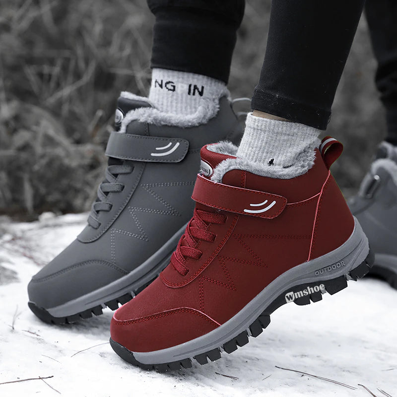 (+5℃🔥)Bottes de neige pour sports d'extérieur en polaire imperméable W088